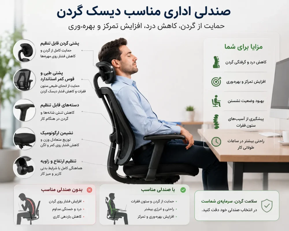 صندلی اداری مناسب دیسک گردن